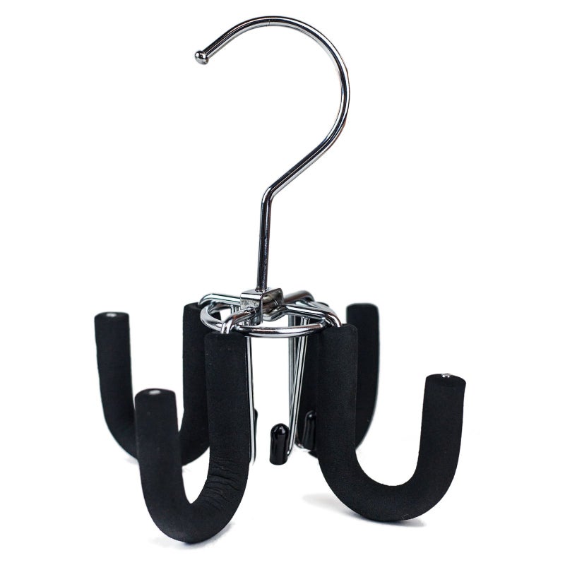 Huji 4 Hooks Swivel Belt Hanger Tie Scarves Necklace Purse Rack Clothes Organizer Closet Storage (1, Black Swivel Belt Hanger) - Image 1